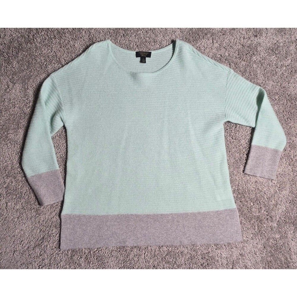 Charter Club Luxury 100% Cashmere Relaxed Fit Sweater Women's Large Mint Gray